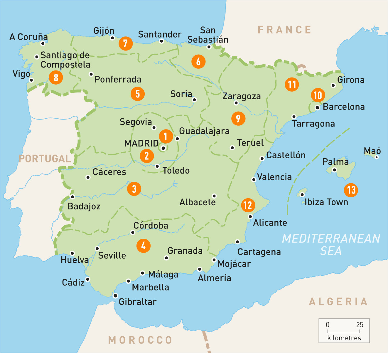 Printable Map Of Spain With Cities Adams Printable Map