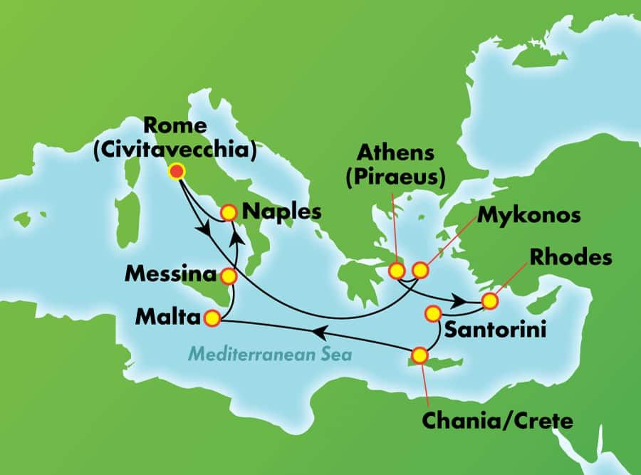 10 Day Eastern Mediterranean Greek Isles From Rome Civitavecchia 