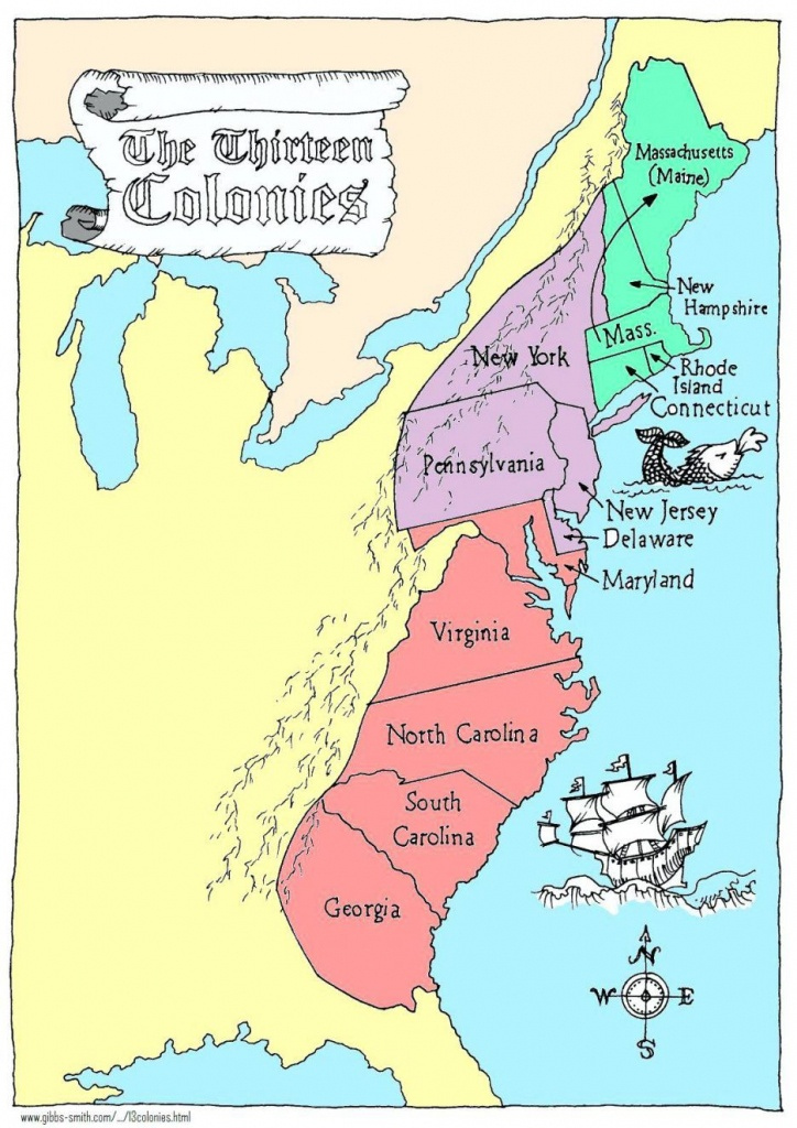 Map Of The Thirteen Colonies Printable