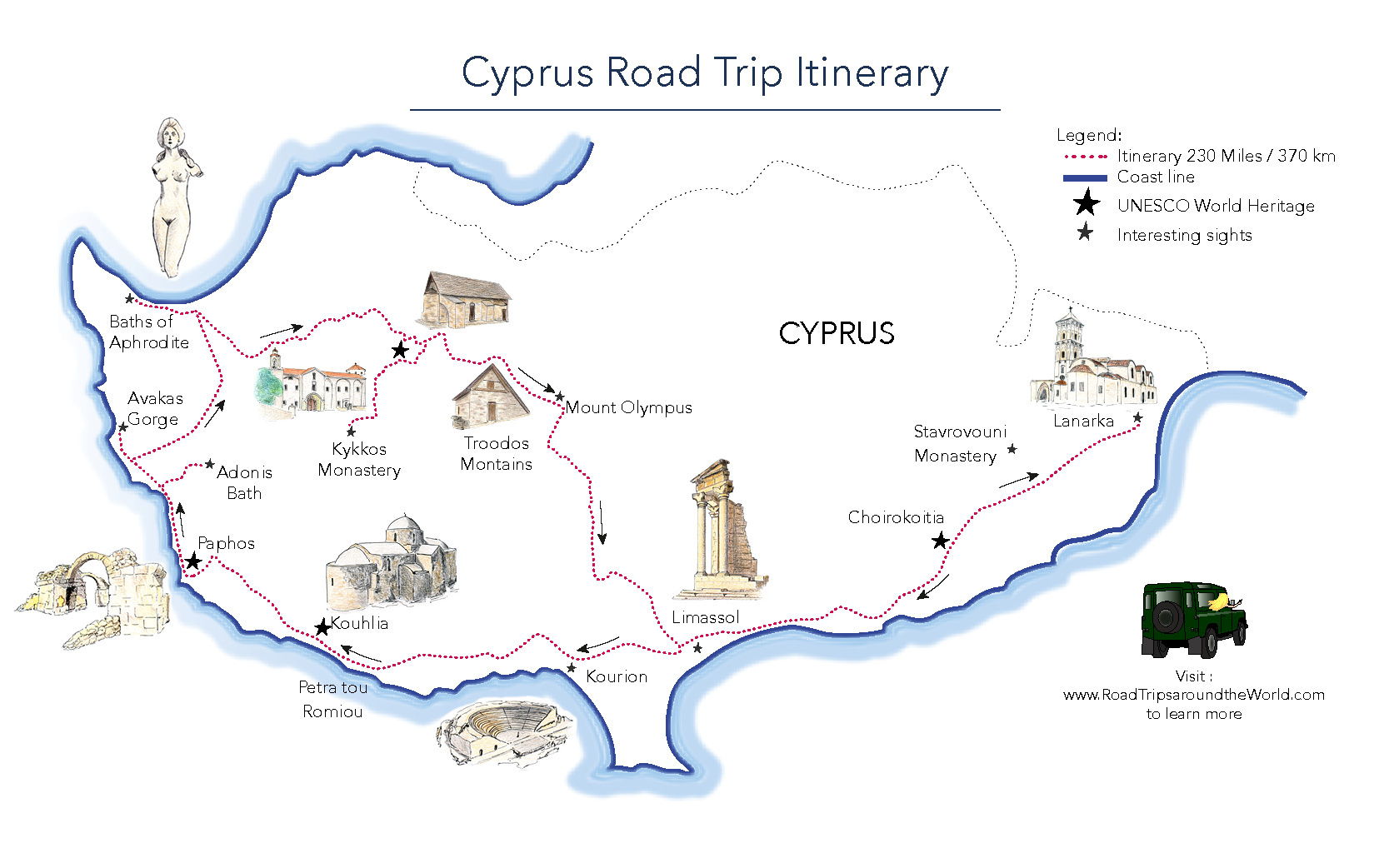 A Road Trip In Cyprus Free Printable Map Road Trips Around The World