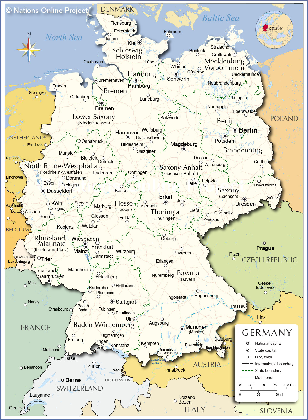 Administrative Map Of Germany Nations Online Project