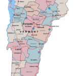 Administrative Map Of Vermont State With Major Cities Vidiani