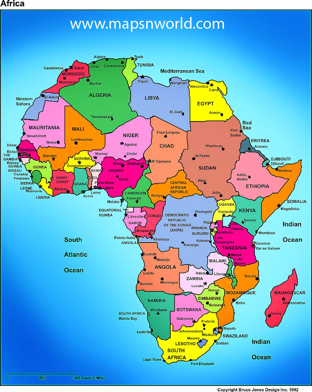 Africa Map And Other Free Printable International Maps