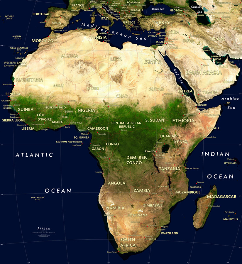 Africa Satellite Image Giclee Print Physical