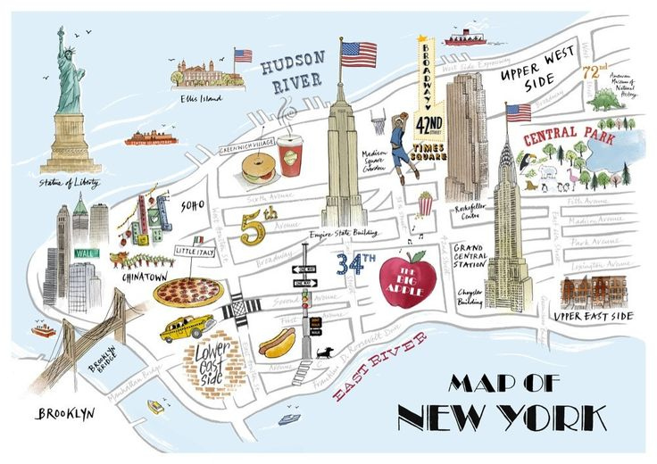 Alice Tait New York Map Print Map Of New York New York City Map Nyc Map