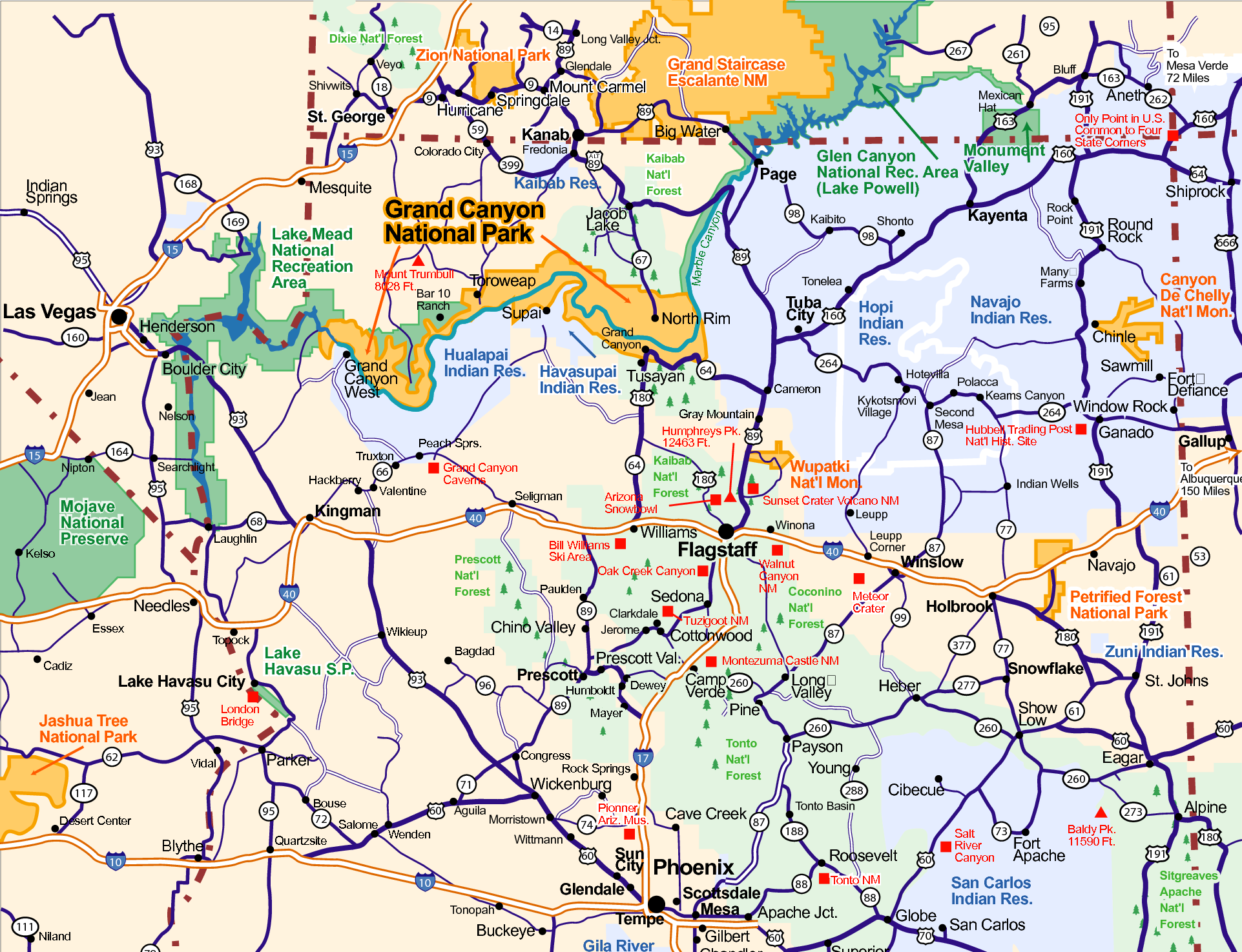 Arizona Road Map With Cities Map Arizona Map Printable Maps