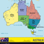 Australia Map With Regions And Their Capitals Vector Image