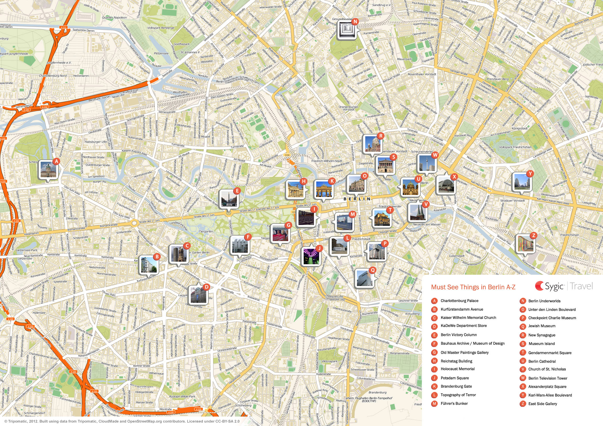 Berlin Printable Tourist Map Sygic Travel