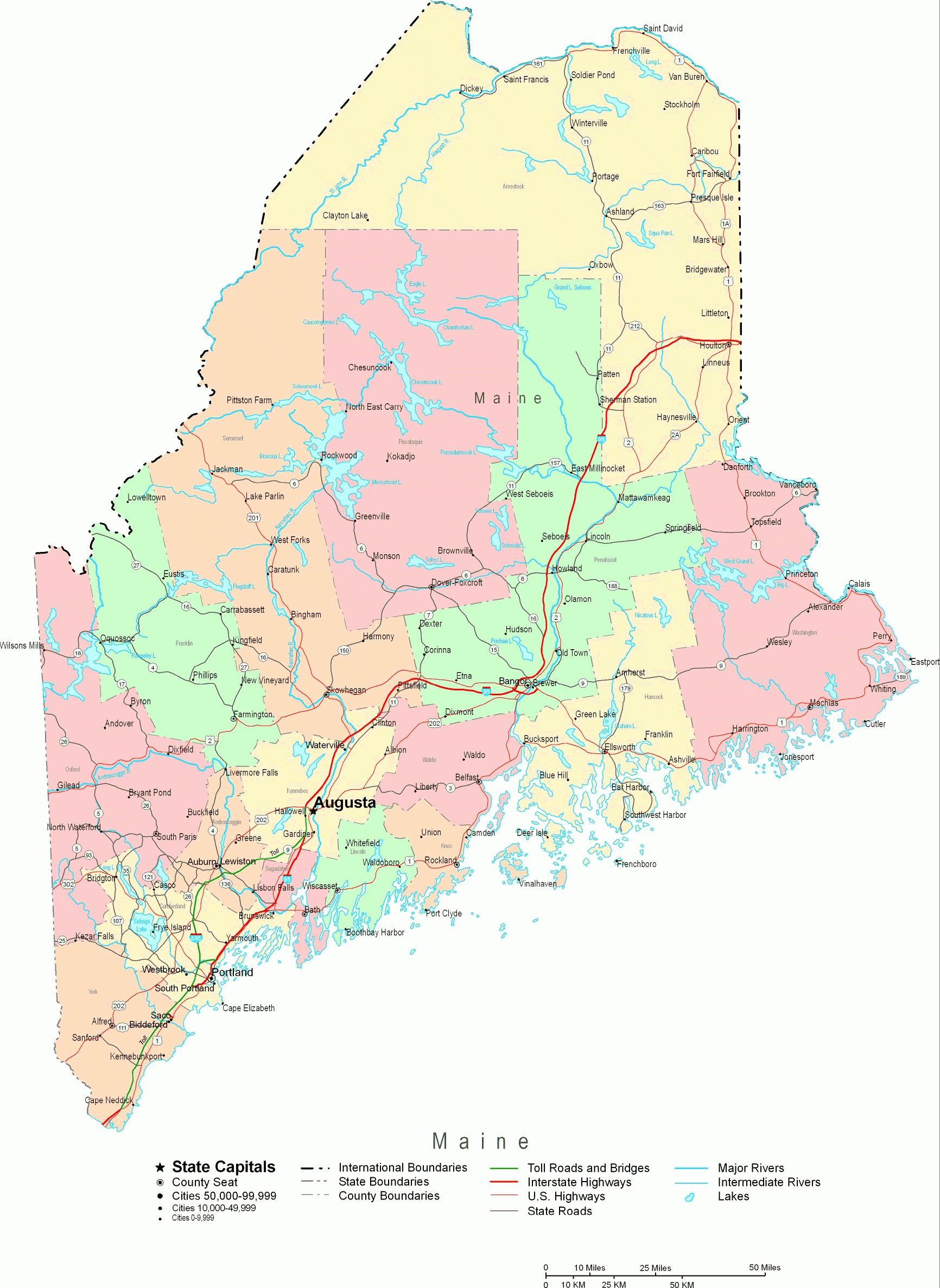 Best Printable Map Of Maine Towns Wade Website