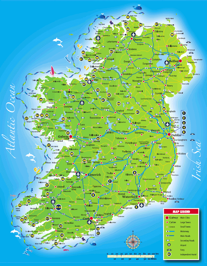 Best Printable Road Map Of Ireland Derrick Website