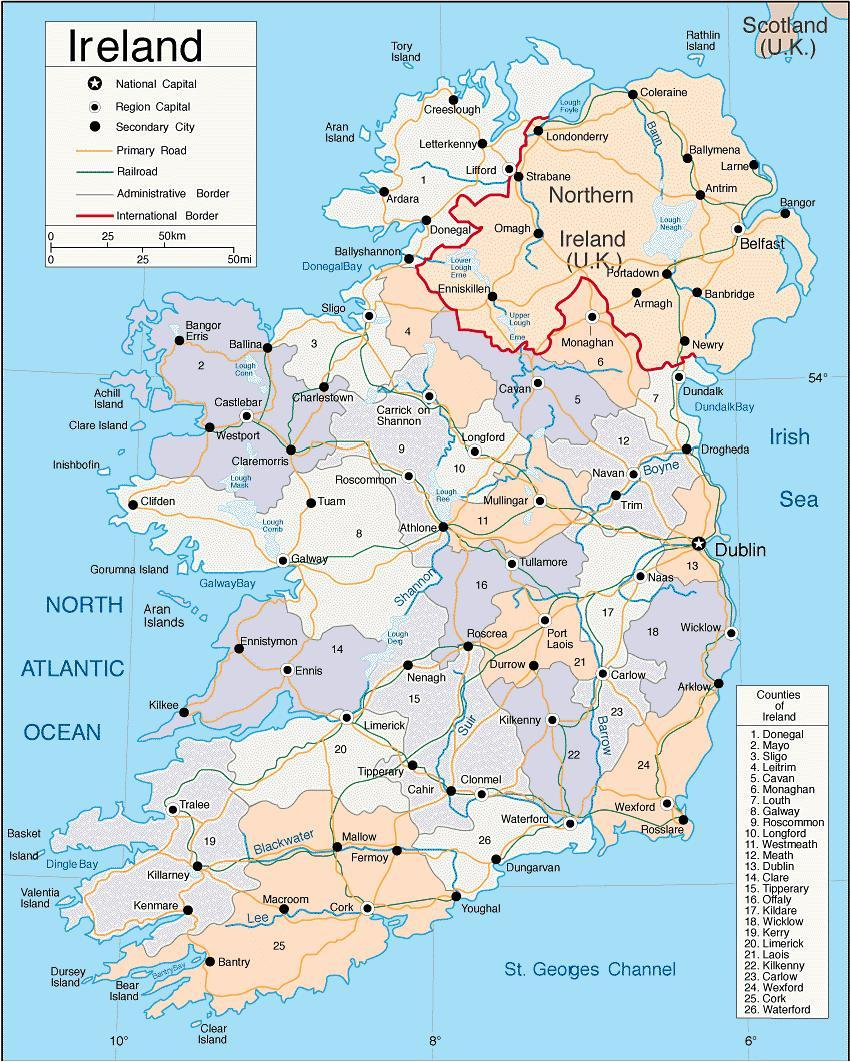 Best Printable Road Map Of Ireland Derrick Website
