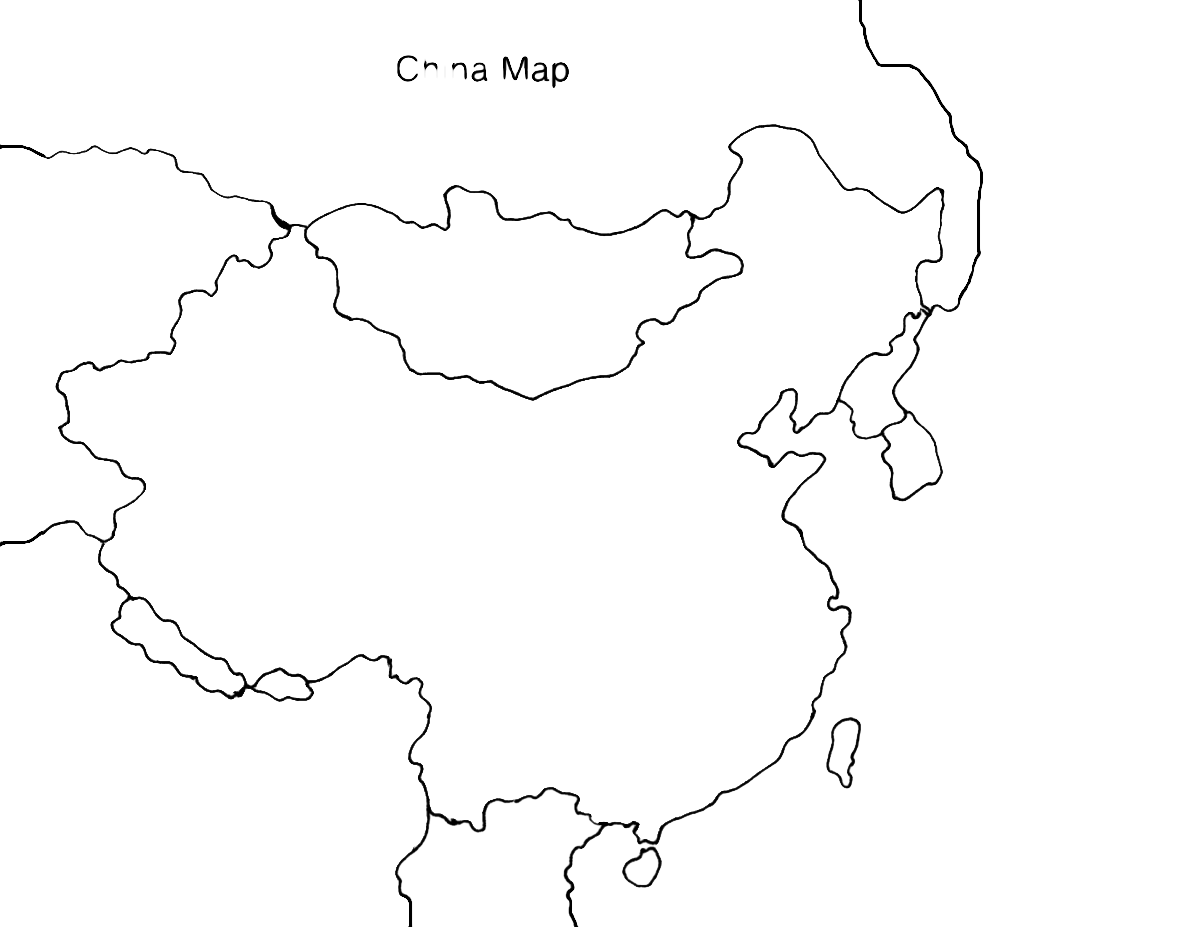 Blank Map Of Ancient China With Rivers And Mountains