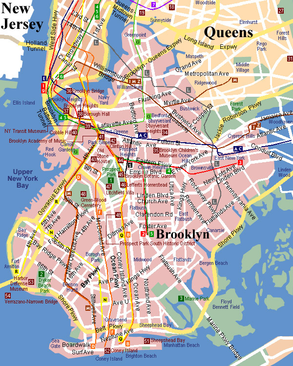 Brooklyn Attractions Map Brooklyn Mappery