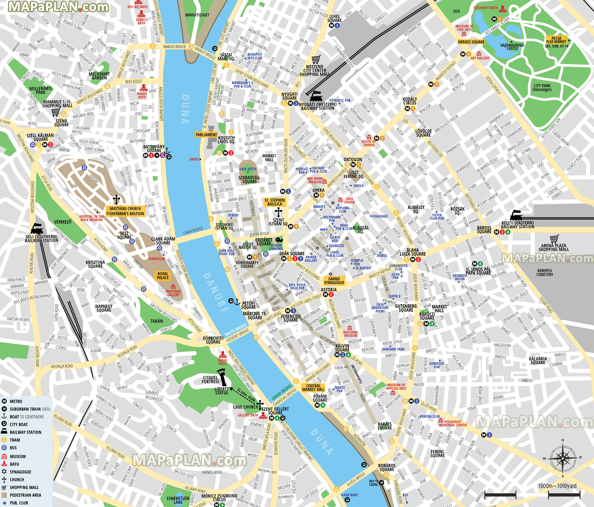 Budapest Map Free Inner City Map With Main Landmarks Historical 
