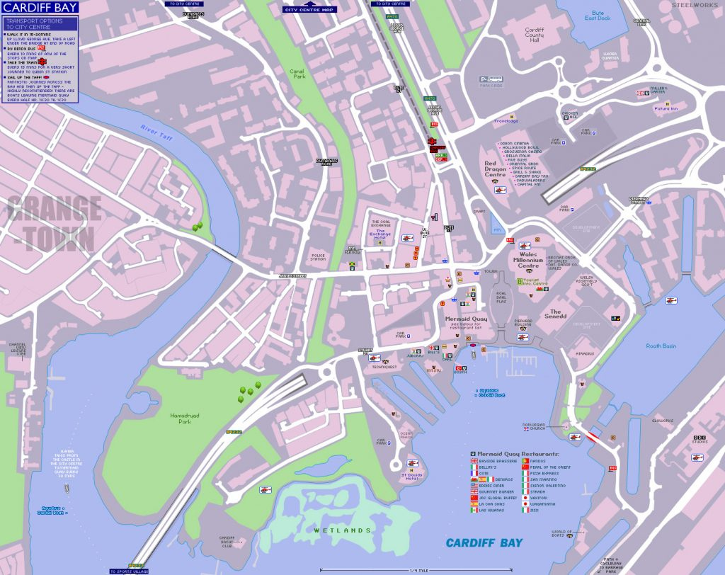 Cardiff Bay Map With Printable Map Of Cardiff Printable Maps | Adams ...