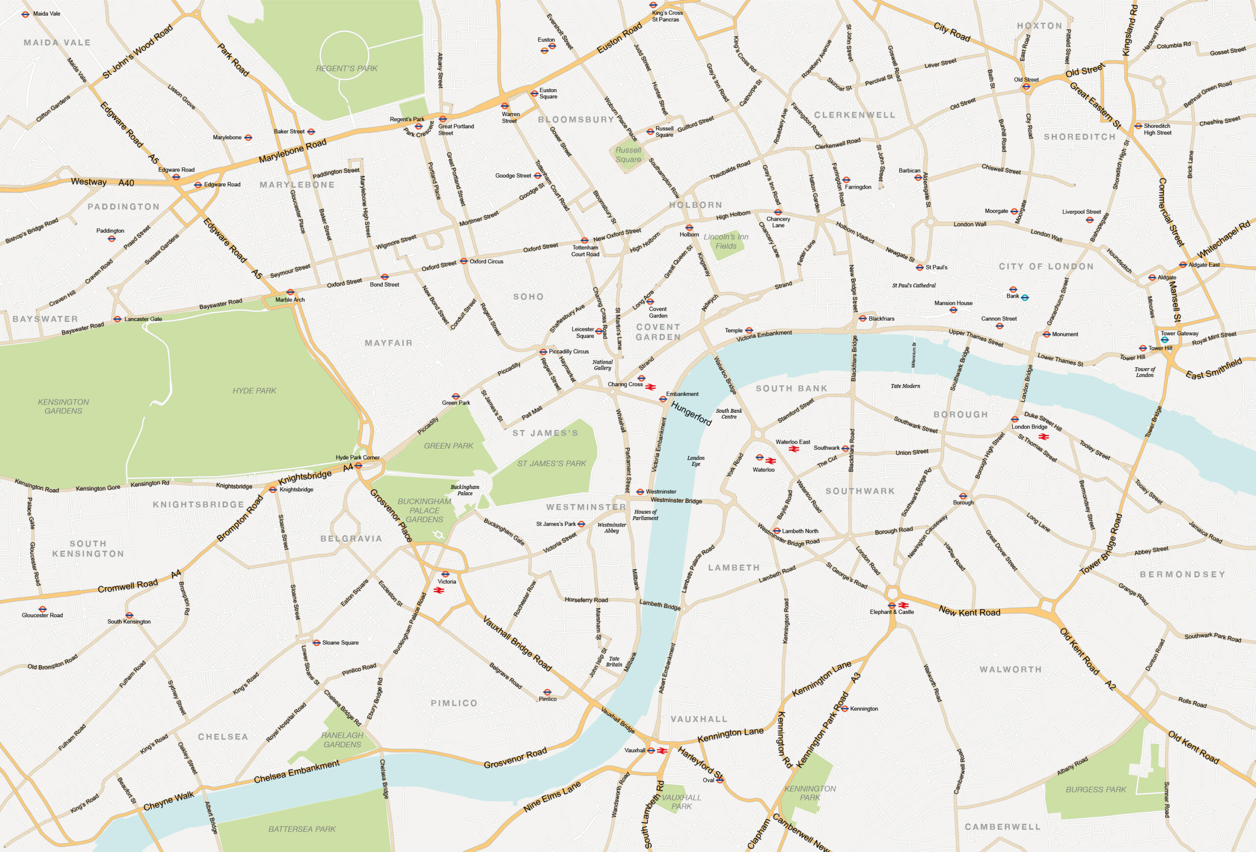 Central London Map Royalty Free Editable Vector Map Maproom