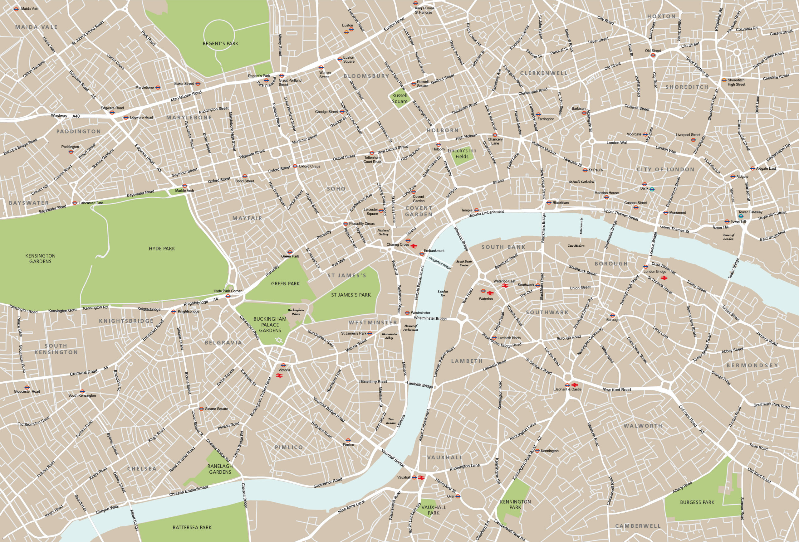 Central London Map Royalty Free Editable Vector Map Maproom