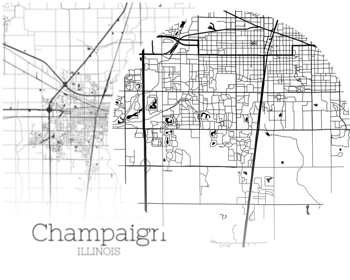 Champaign Map INSTANT DOWNLOAD Champaign Illinois City Map Etsy
