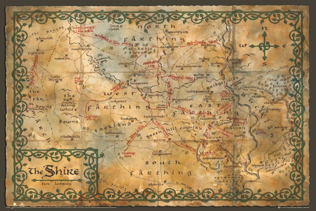 Christmas Idea just Saying The Hobbit Map Middle Earth Map The Shire