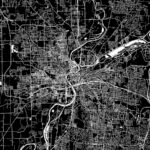 Dayton Ohio Downtown Map Dark HEBSTREITS Sketches Free Stencils