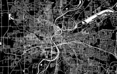 Dayton Ohio Downtown Map Dark HEBSTREITS Sketches Free Stencils