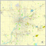 Dayton Ohio Printable Map Vector City Plan Editable Adobe Illustrator