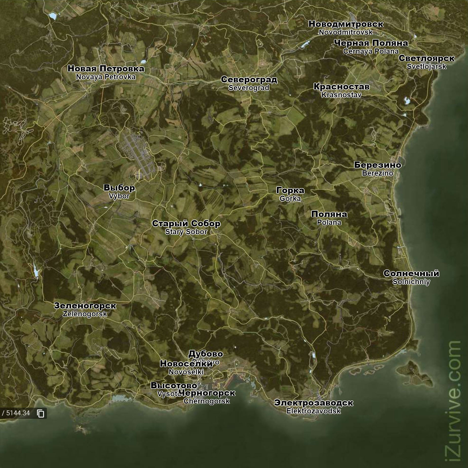 DayZ Chernarus Map All Information Towns Loot Spots
