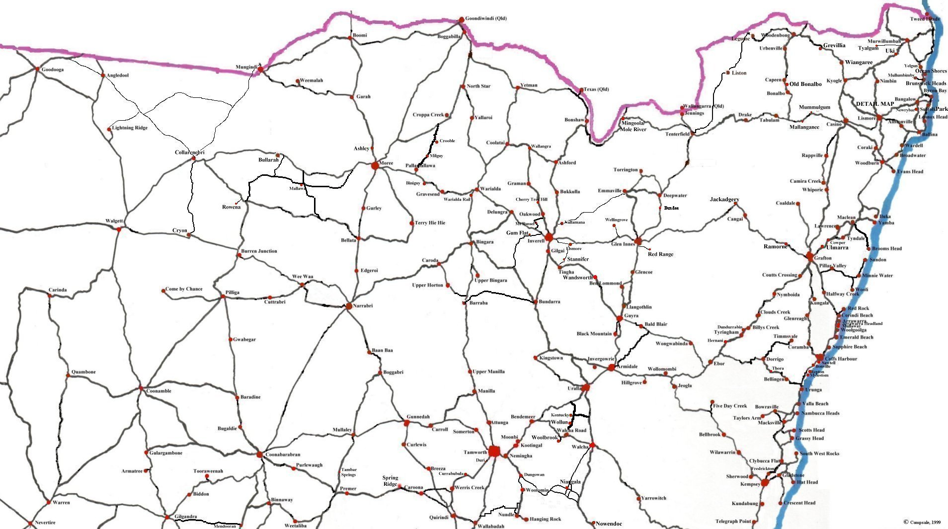 DETAILED MAP OF NORTHERN NSW