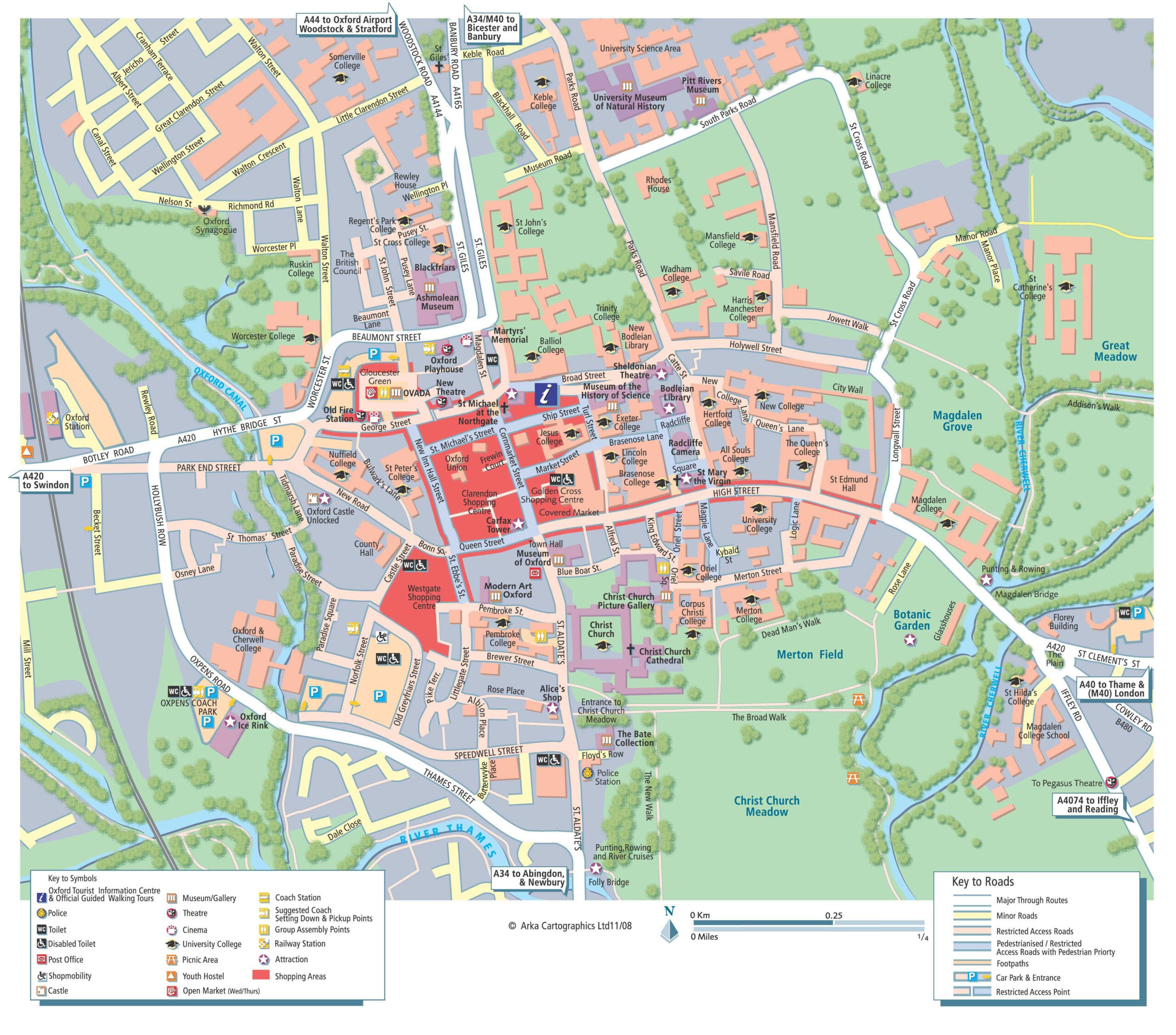 Detailed Map Of Oxford For Print Or Download In 2021 Oxford Map 
