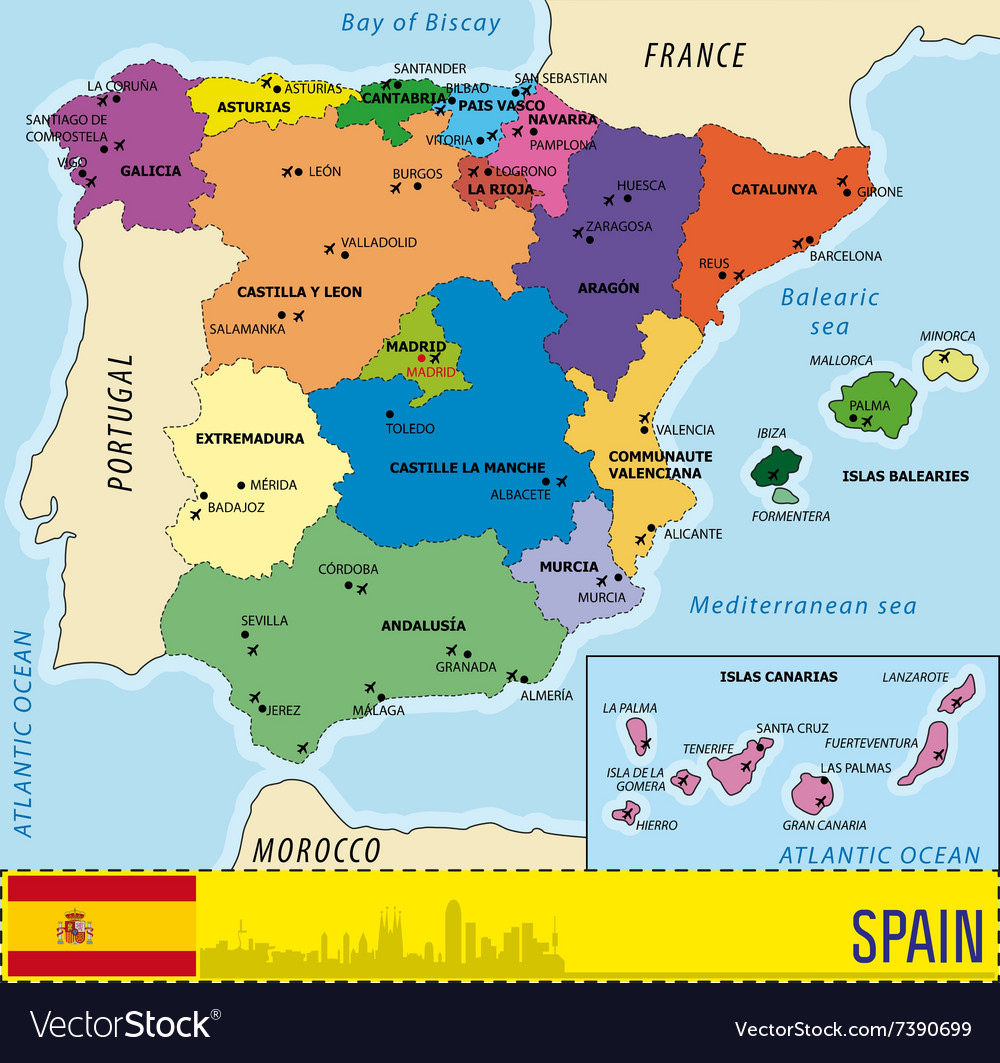 Detailed Map Of Spain With All Regions And With Ai