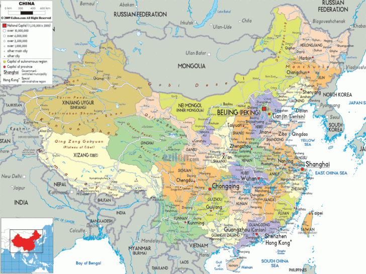 Large Printable Map Of China