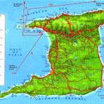 Detailed Tourist And Relief Map Of Trinidad Island Trinidad Island