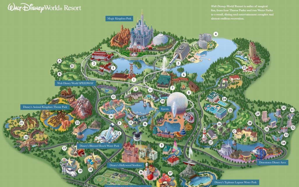 Disney World Resorts Map All Walt Disney World Resort Theme Park Maps 