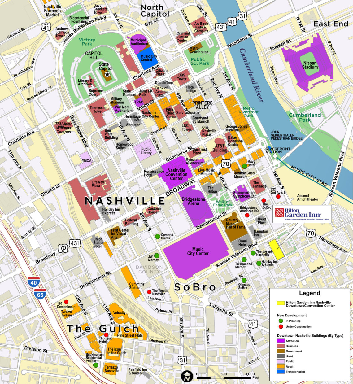 Downtown Nashville TX Custom Map Red Paw Technologies