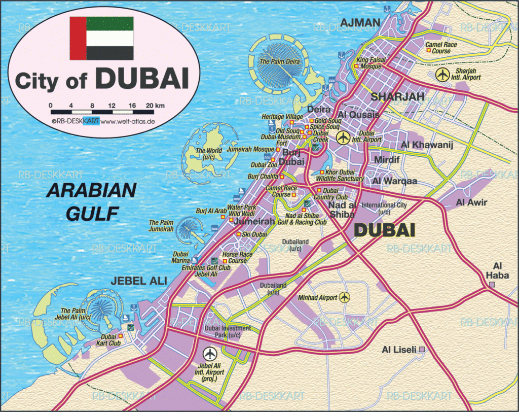 Dubai City World Map With Countries