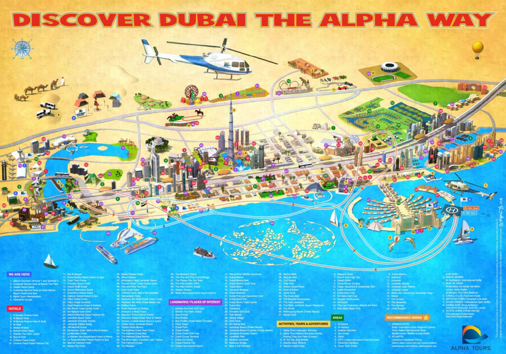 Dubai Map Travel Infographic Dubai Tourist Map | Adams Printable Map