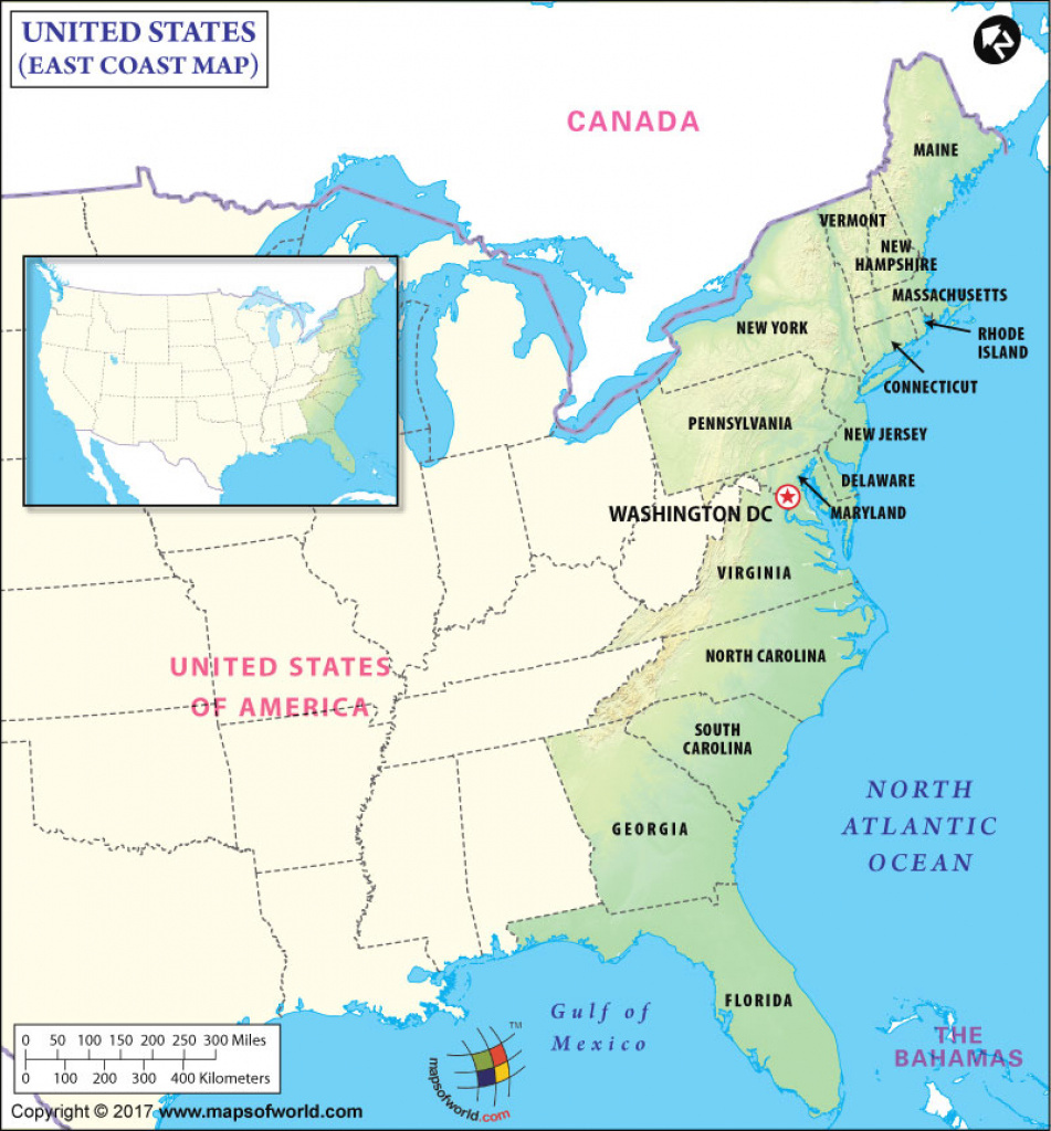 East Coast States Map Printable Map  Adams Printable Map