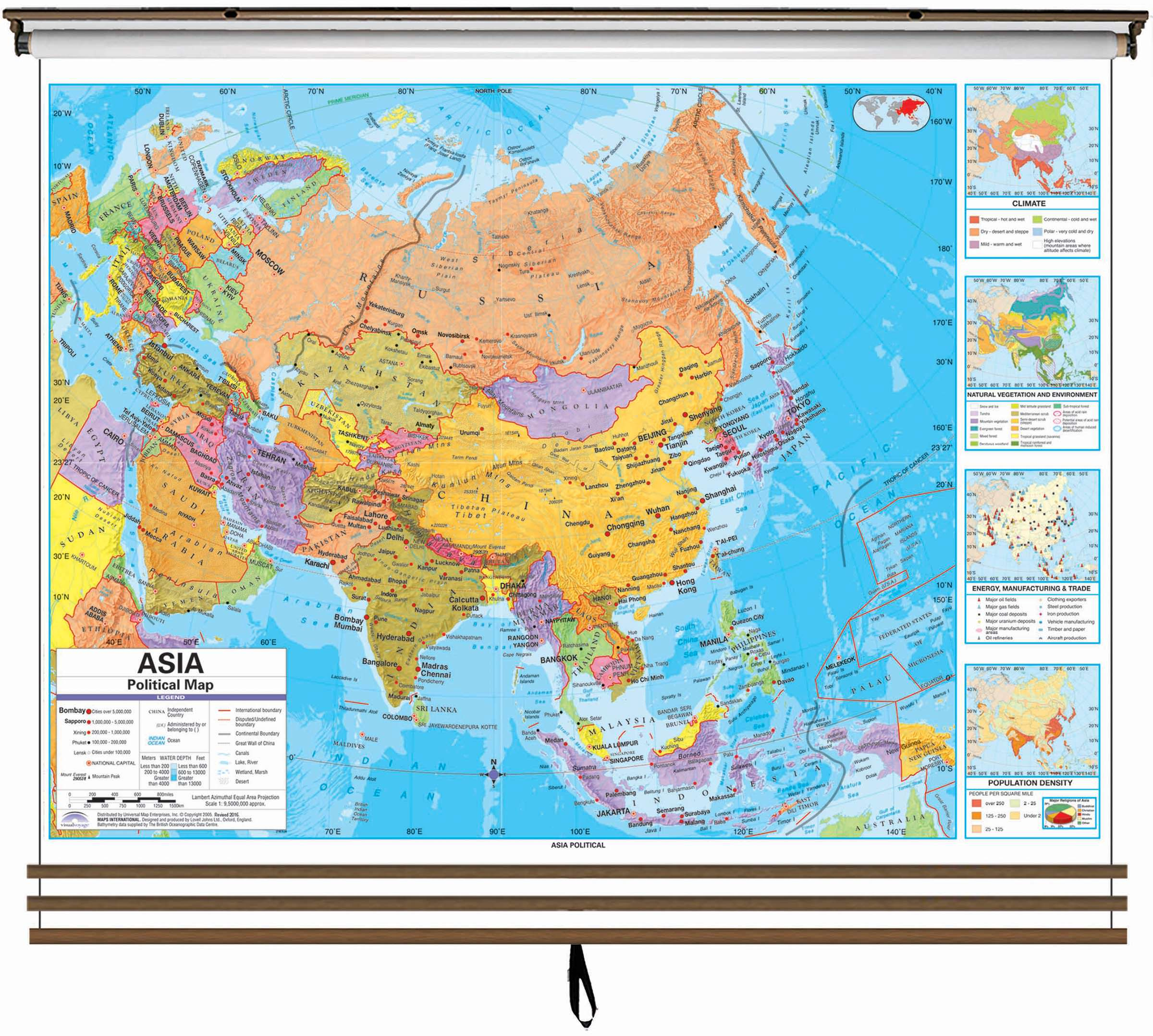 Eastern Hemisphere Advanced Political Wall Map Set On Roller W 