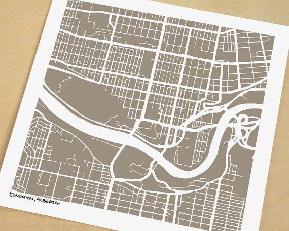 Edmonton Map Hand Drawn Map Print Of Edmonton Alberta By SaltyLyon 