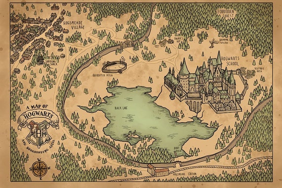 Eine Karte Von Hogwarts Und Umgebung