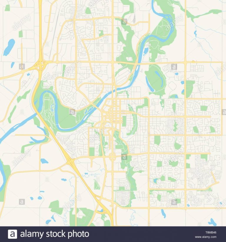 Empty Vector Map Of Red Deer Alberta Canada Printable Road Map 