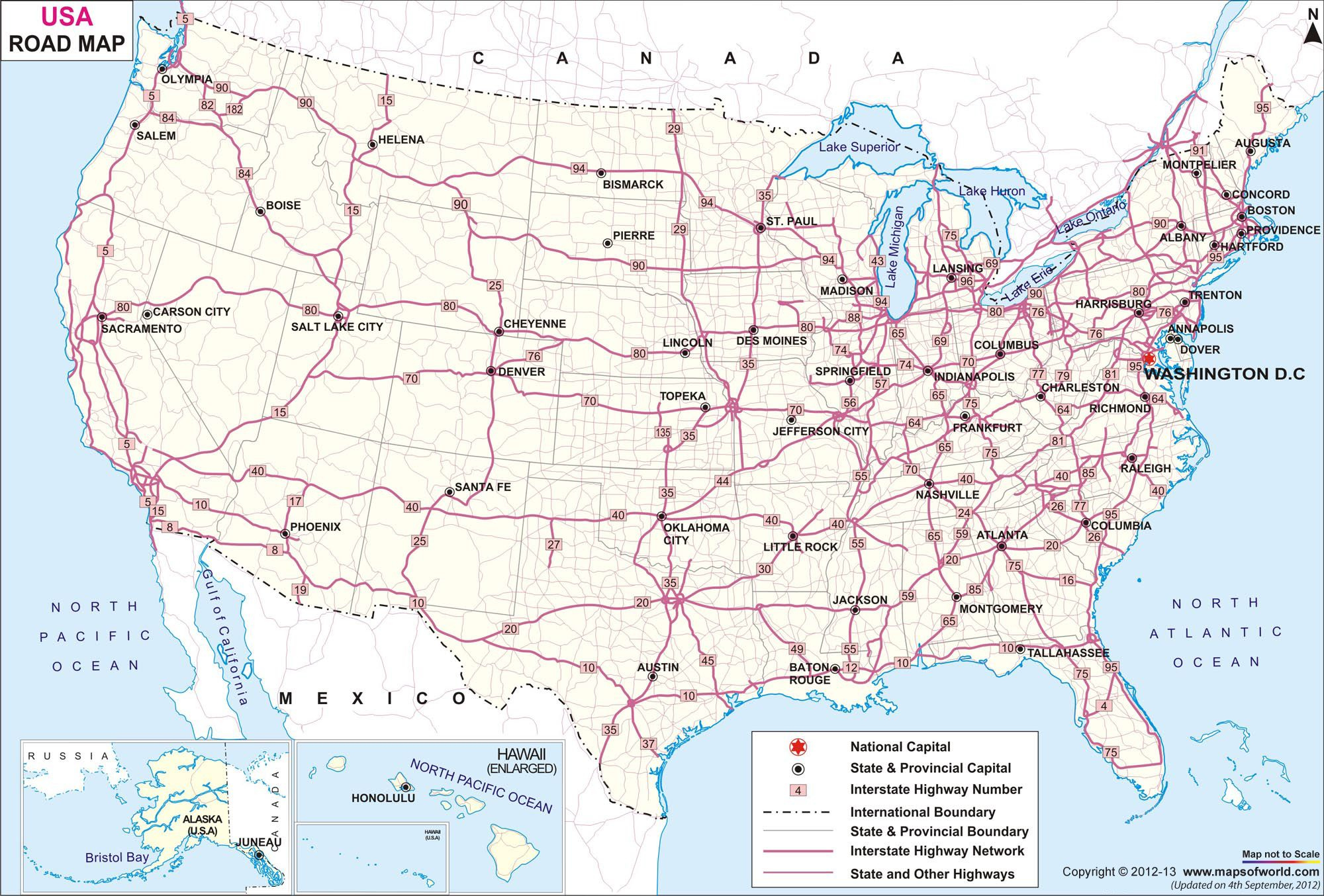 Enlarge USA Road Map Usa Road Map Driving Maps Tourist Map