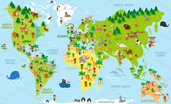 Free Blank Printable World Map For Kids Children PDF World Map | Adams ...