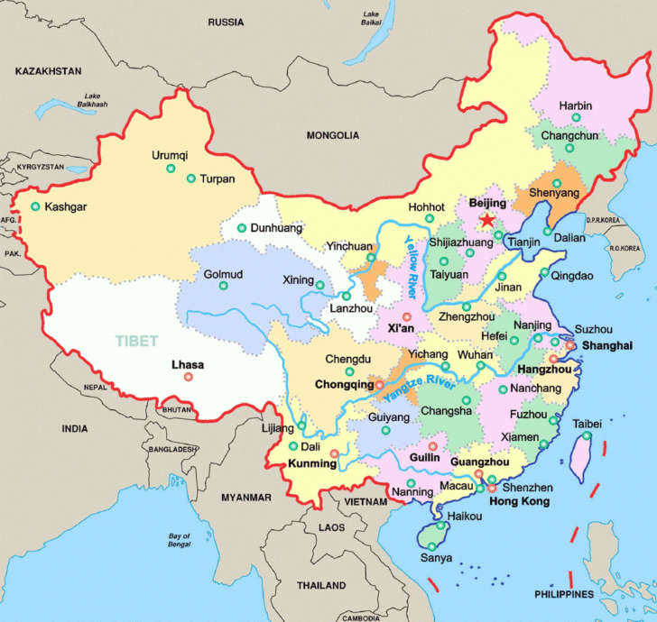 Printable China Map With Cities