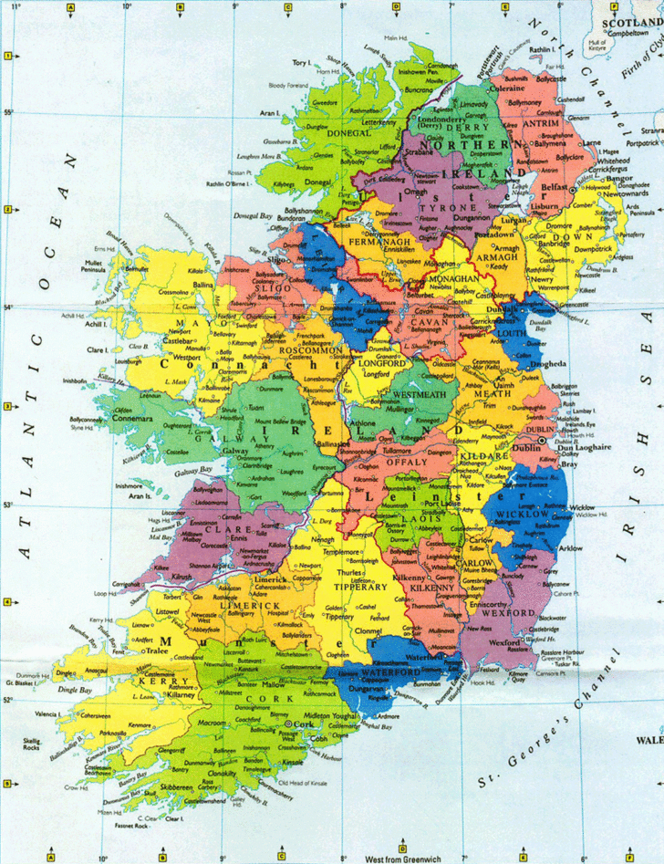 Printable Map Of Ireland Counties And Cities