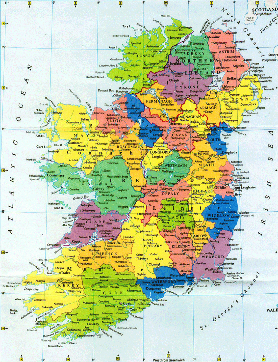 Printable Map Of Ireland Counties And Cities Adams Printable Map