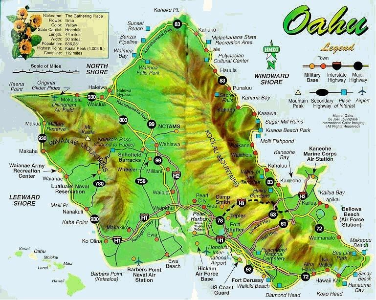 Free Printable Map Of Oahu The Island Of Oahu Oahu Hawaii Map Oahu 