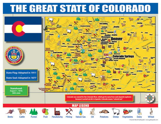 Gallopade International Colorado State Map For Students Pack Of 30
