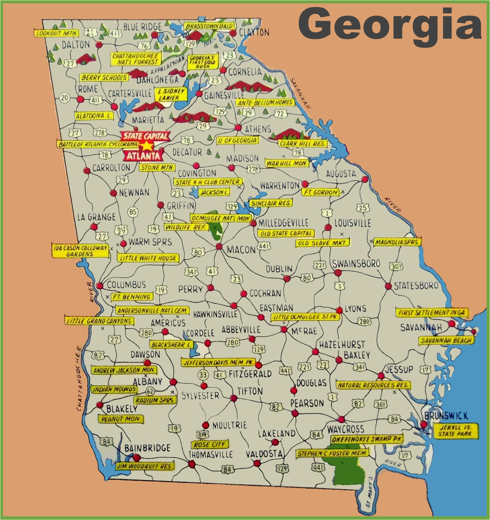 Georgia County Map Printable Georgia State Maps Usa Maps Of Georgia Ga 
