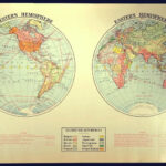 Hemisphere Maps Globe Map Eastern Western World Wall Art Decor Etsy